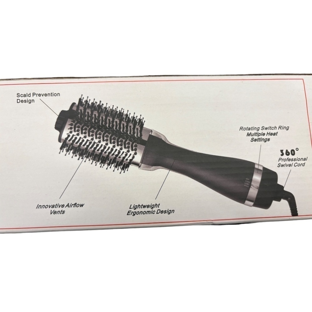 Hair Dryer Styler Brush Black and Gold Lightweight NIB